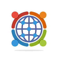 Vector illustration icon with the concept of a global network collaboration partner