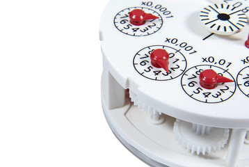 Mechanism of metering device on white background