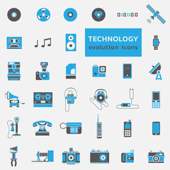 Technology evolution icon set