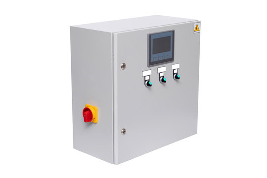 Electrical control box on a white background
