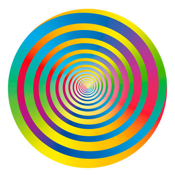 Rainbow colored gradient spiral and circle. Isolated vector illustration on white background.