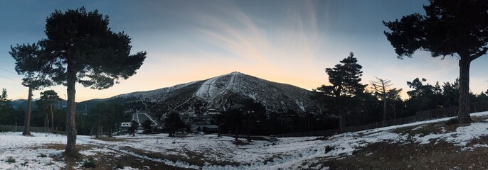Mountain landscape at sunrise panorama