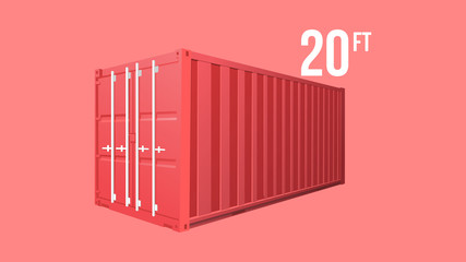 Red Shipping Cargo standard cargo 20 feet Container for Logistics and Transportation Isolated On White Background Vector Illustration Easy To Change