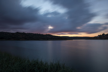 Sunset in the lakes of ruidera, route of the quixote