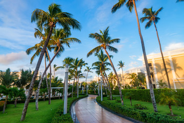 Terrace of Luxury tropical hotel in Dominican Republic