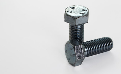 Two bolts on white background