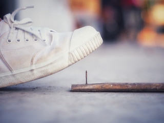 Stepping on a dangerous wooden floor may be tetanus.  