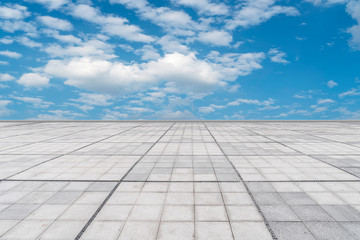 Empty square tiles and beautiful sky scenery