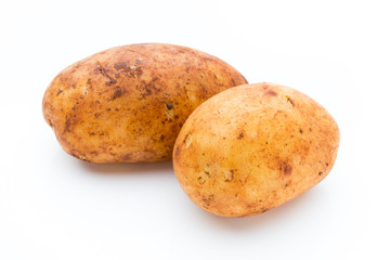 A bio russet potato isolated white background.