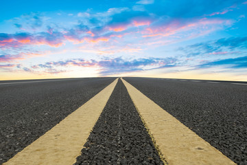Sky Highway Asphalt Road and beautiful sky sunset scenery