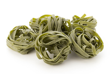 fettuccine pasta on white background