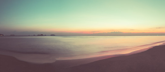 Fototapeta na wymiar Beautiful ocean landscape at sunset time. Panorama