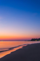 Beautiful ocean landscape at sunset time. Panorama