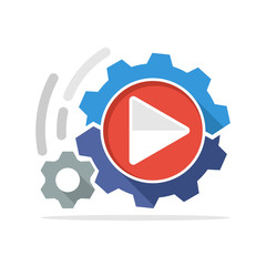 Vector icon illustration with the concept of streaming video processes, workflow learning video tutorials
