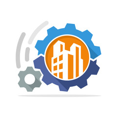 Vector illustration icon with the concept of process management system for the development of construction projects