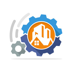 Vector illustration icon with the concept of process management system for the development of construction projects