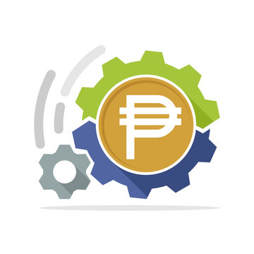 Vector icon illustration with the concept of a money making machine for the peso currency
