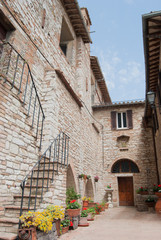 View on a empty street of Corciano town