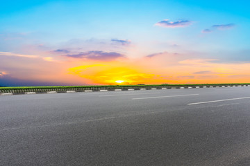 Sky Highway Asphalt Road and beautiful sky sunset scenery