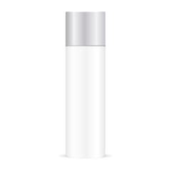 White deodorant can mockup. Vector illustration of plastic or metal container for cosmetic products.