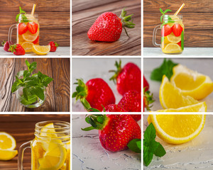 collage of drinks with lemon mint and strawberries for designers