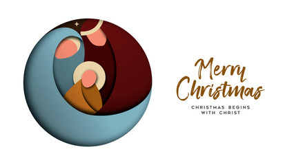 Christmas paper cut card for christian celebration