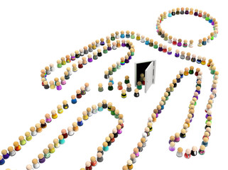 Cartoon Crowd Figure, Door Arrive
