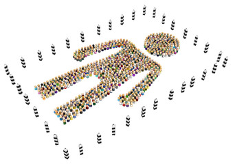 Cartoon Crowd Figure, Border Posts