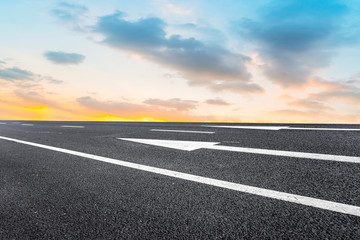 Sky Highway Asphalt Road and beautiful sky sunset scenery