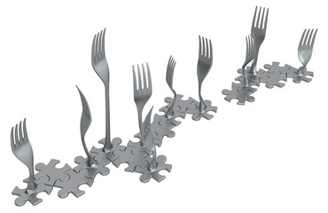 Fork Metal Jigsaw Puzzle Bits
