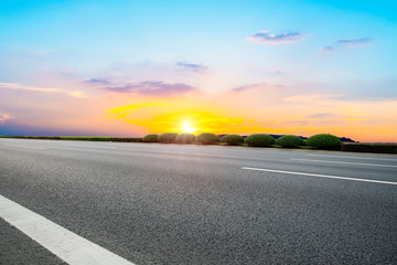 Sky Highway Asphalt Road and beautiful sky sunset scenery