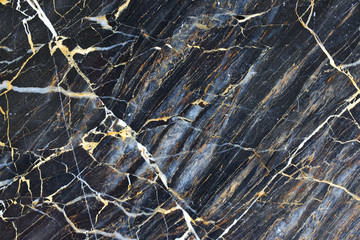 Fototapeta na wymiar Gold patterned natural of dark gray marble texture.