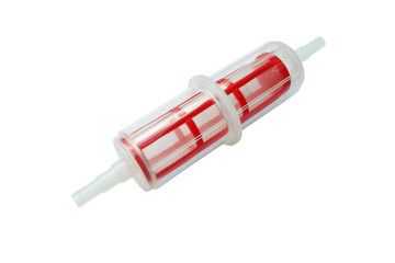 Filter of rough clearing of fuel isolated on white background. Fuel filter.