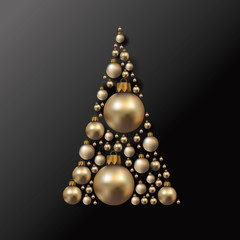 Fototapeta na wymiar Christmas tree made from golden ornaments. Eps10 vector illustration.