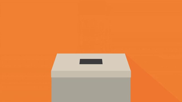 Ballot paper going in to voting box, democracy concept orange loop