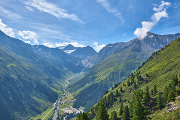 Fototapeta na wymiar Austrian Alps. View of the valley. Tyrol