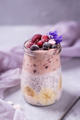 Healthy and tasty smoothy with chia pudding