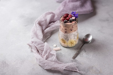 Healthy and tasty smoothy with chia pudding