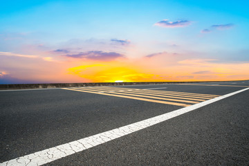 Sky Highway Asphalt Road and beautiful sky sunset scenery