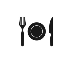 Dish plate, knife, spoon icon 