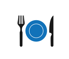 Dish plate, knife, spoon icon 