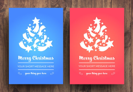 Christmas Card Layouts with Red and Blue Backgrounds