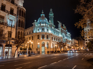 Fototapeta na wymiar Ayuntamiento (City Hall) of Valencia , Spain at night