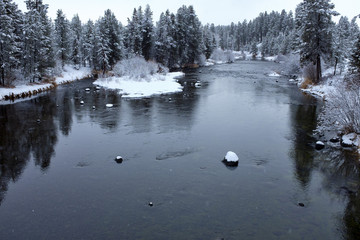River in Winter Snow
