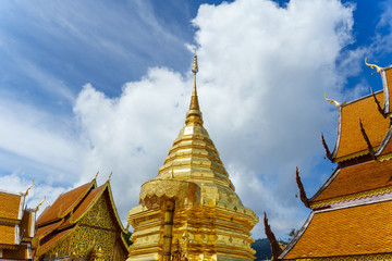 Fototapeta premium Wat Phra That Doi Suthep is a Theravada buddhist temple at beautiful near Chiang Mai, Thailand