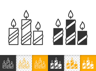 Candle Flame simple fire black line vector icon