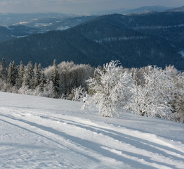 Winter mountain snowy landscape
