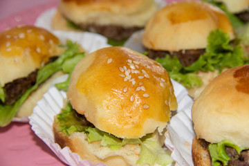 burger with french fries and salad