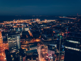 Obraz premium Aerial view of city Tallinn, Estonia Business District