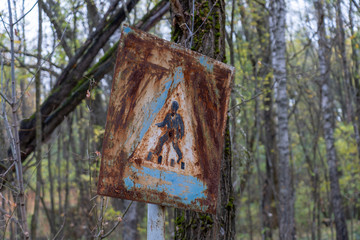 Obraz na płótnie Canvas Rustic stop sign in Chernobyl